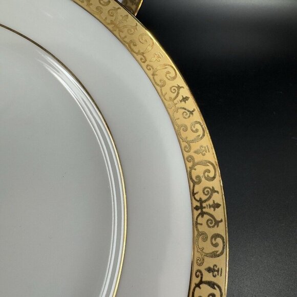 Royal Gallery Gold Dish Plates Macy 1991 Porcelain Made In Sri Lanka Set 2 VTG - Picture 7 of 9